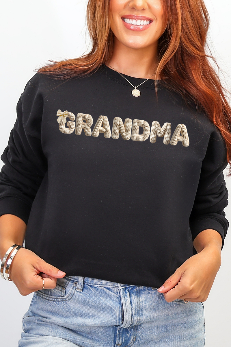 White Faux Knitted Custom Name Ecosmart Crewneck Sweatshirt product image 3