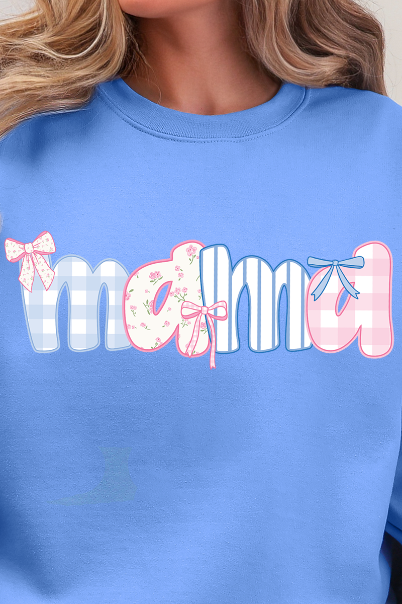 Coquette Floral Pink And Blue Mama Ecosmart Crewneck product image 2