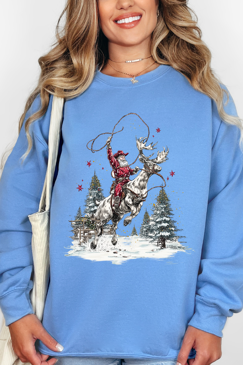 Retro Rodeo Santa Ecosmart Crewneck Sweatshirt product image 1