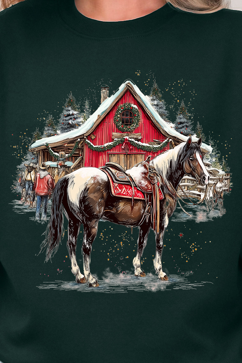 Snowy Stable Christmas Ecosmart Crewneck Sweatshirt product image 2