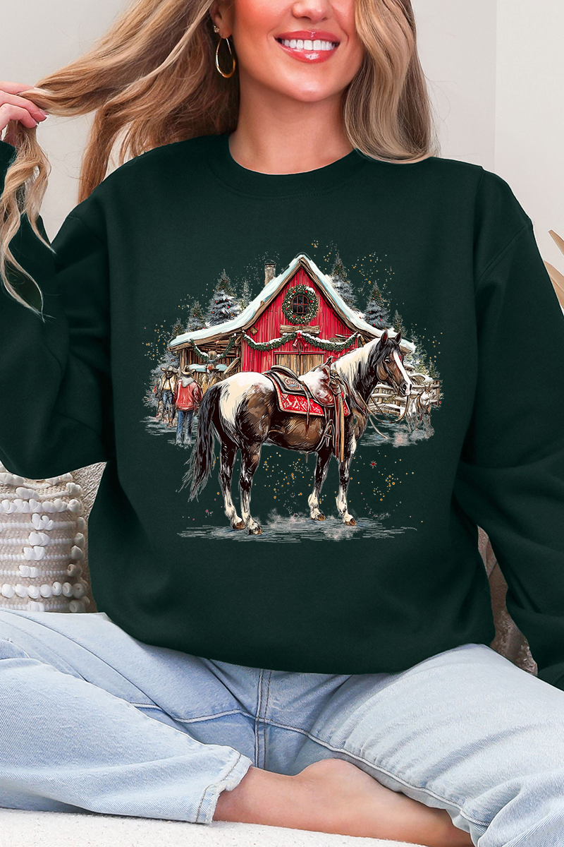 Snowy Stable Christmas Ecosmart Crewneck Sweatshirt product image 1