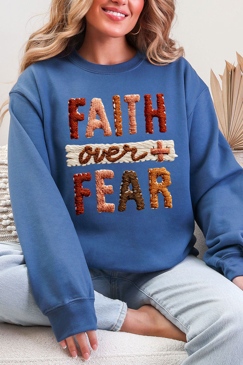 Faux Yarn Faith Over Fear Ecosmart Crewneck Sweatshirt product image 4
