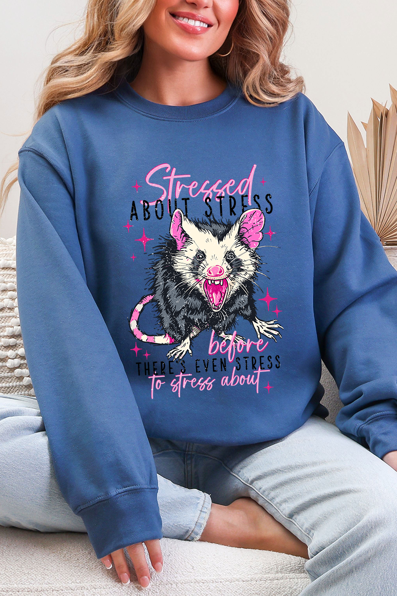 Stressed About Stress Ecosmart Crewneck Sweatshirt product image 3