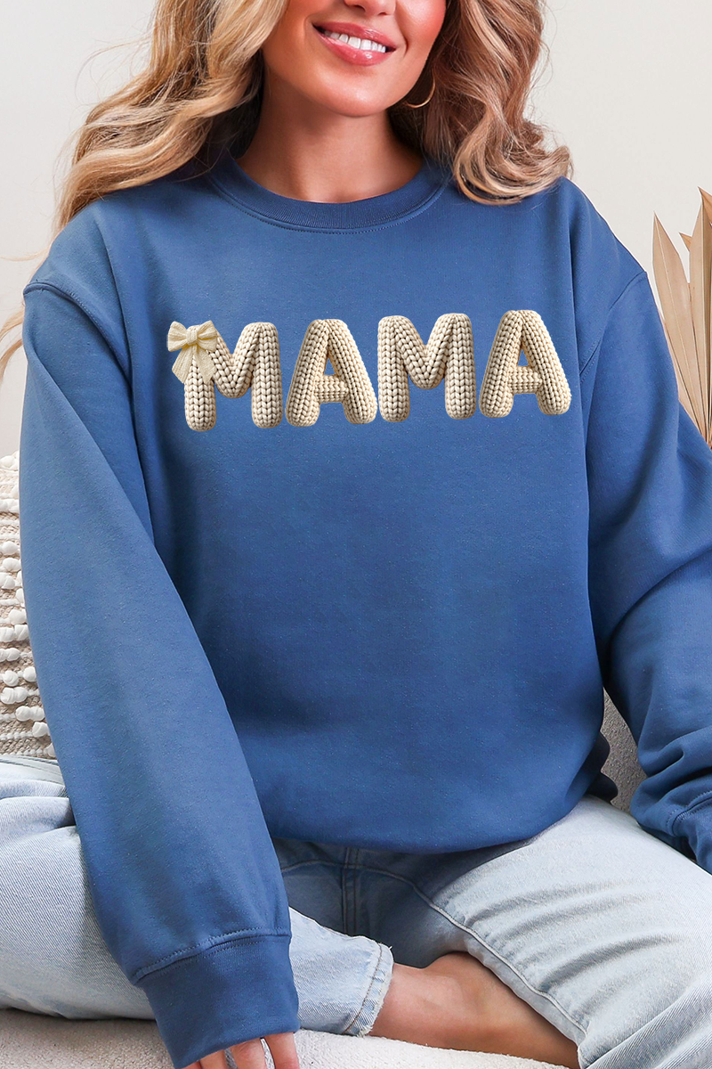 White Faux Knitted Custom Name Ecosmart Crewneck Sweatshirt product image 2