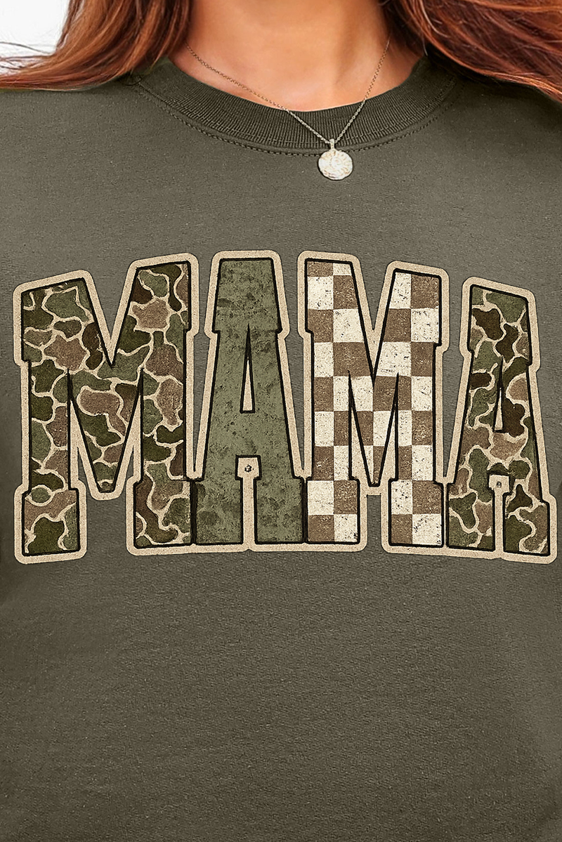 Camo Checkered Mama Ecosmart Crewneck Sweatshirt product image 2