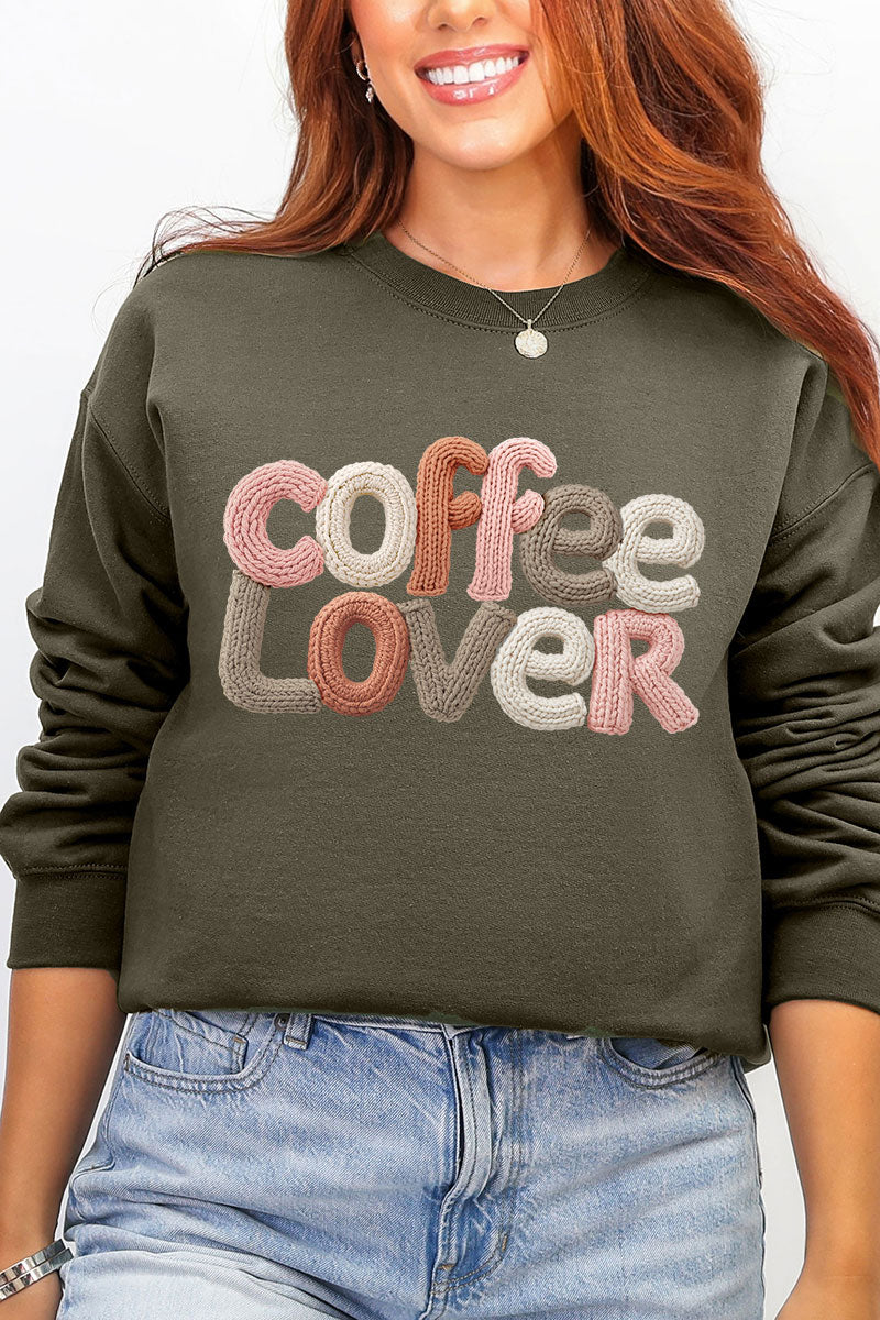 Faux Yarn Coffee Lover Ecosmart Crewneck Sweatshirt product image 1