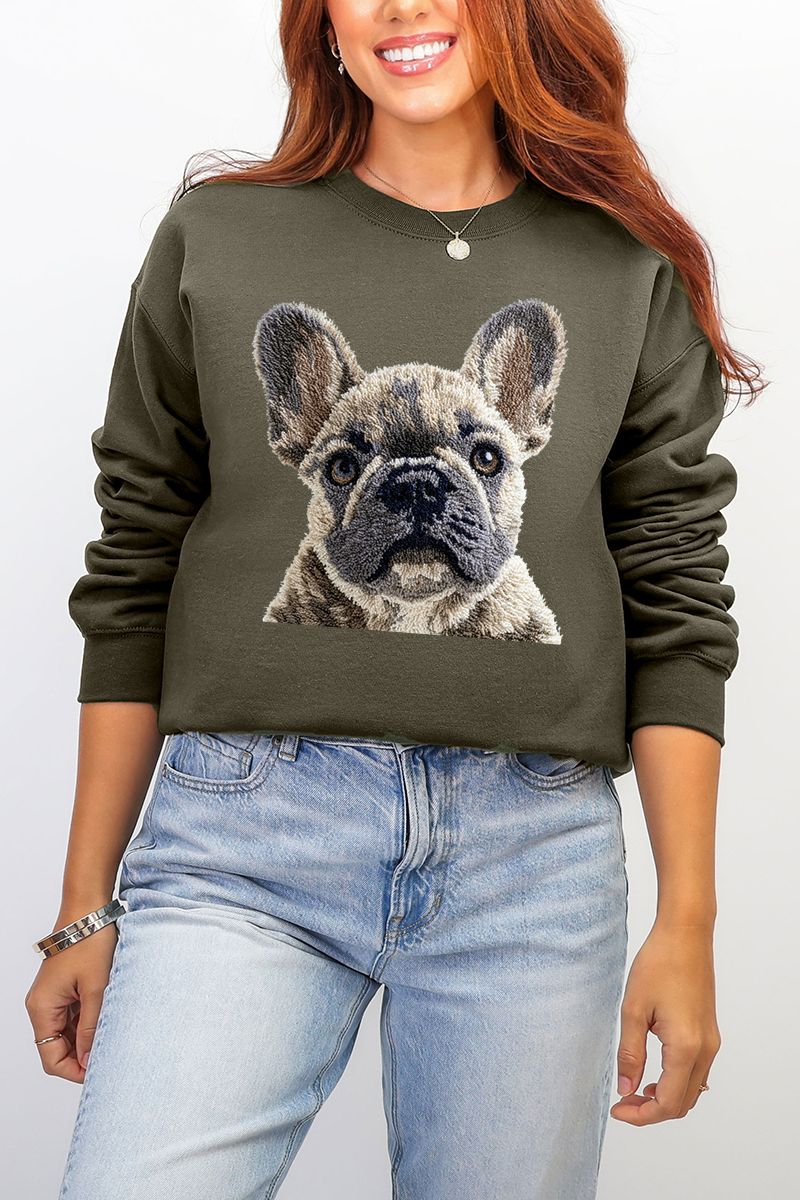 Faux Yarn French Bulldog Ecosmart Crewneck Sweatshirt product image 4