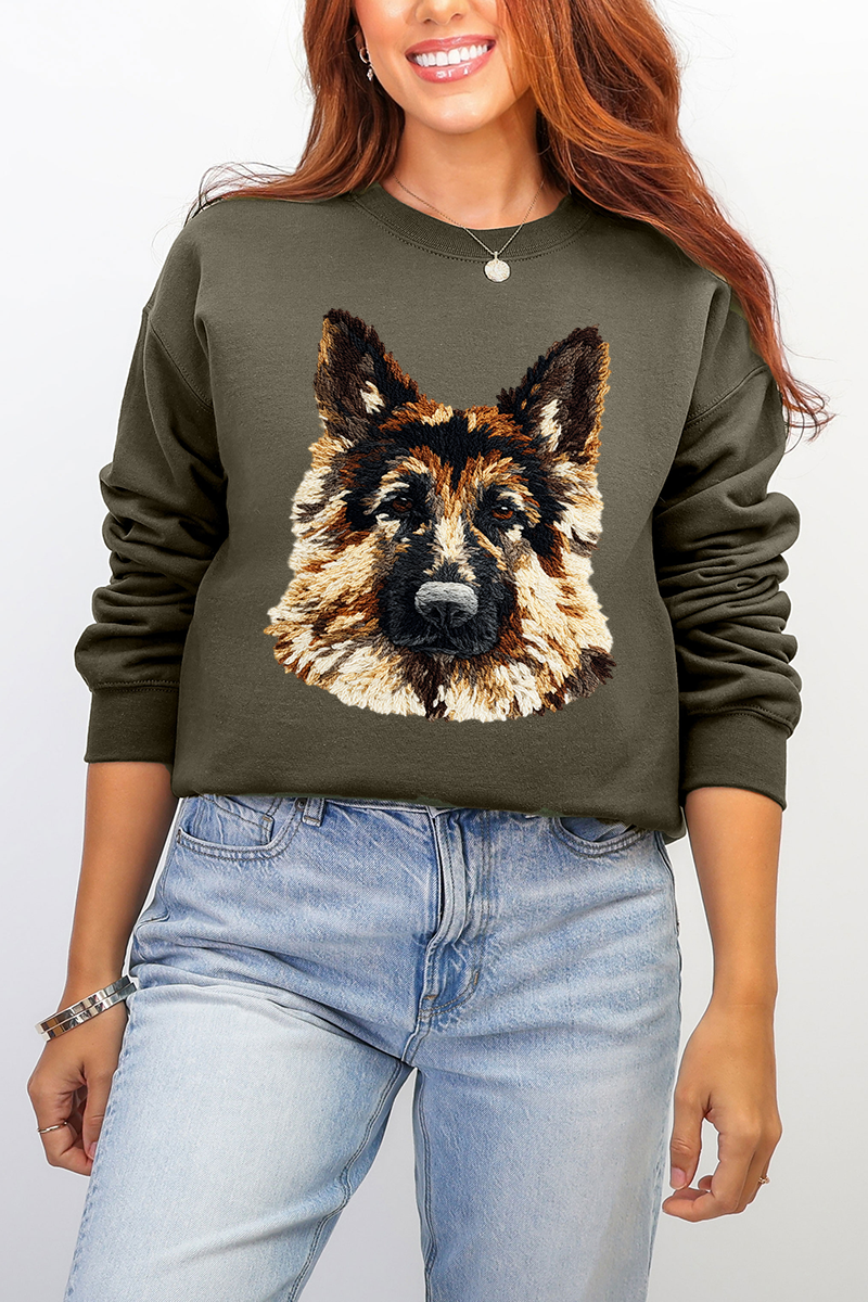 Faux Yarn German Shepherd Ecosmart Crewneck Sweatshirt product image 4