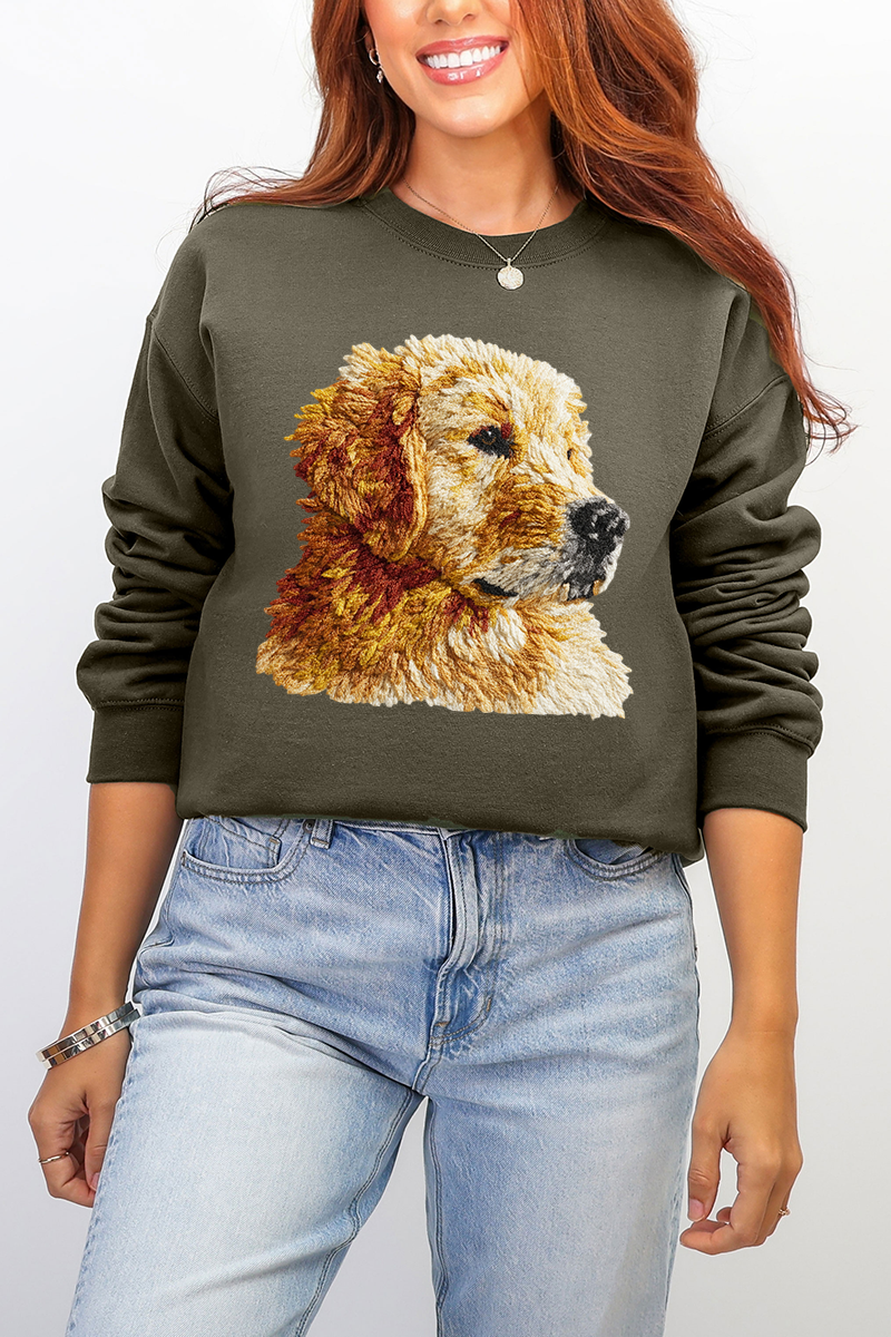 Faux Yarn Golden Retriever Ecosmart Crewneck Sweatshirt product image 1