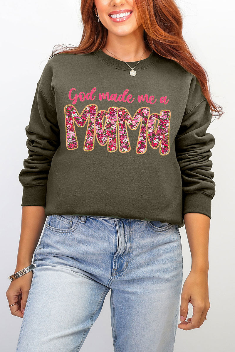 Pink God Made Me A Mama Ecosmart Crewneck Sweatshirt product image 4