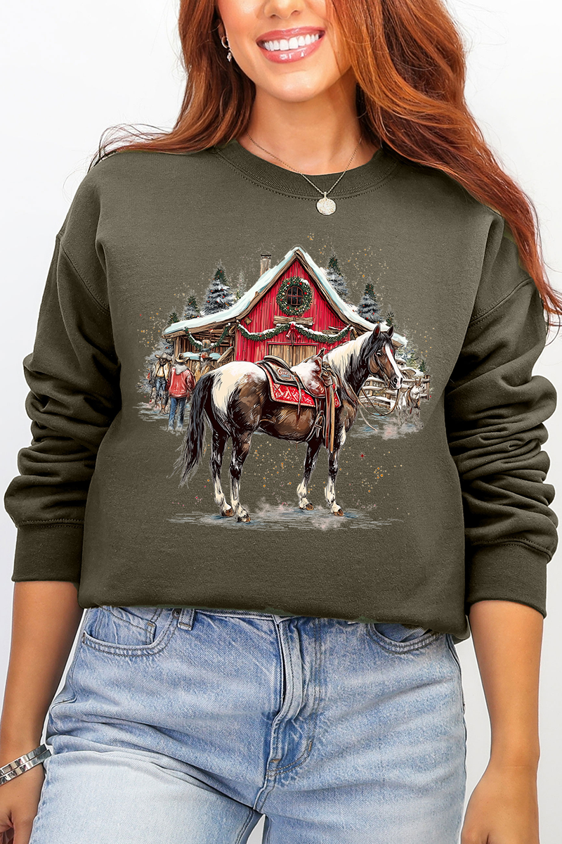 Snowy Stable Christmas Ecosmart Crewneck Sweatshirt product image 4