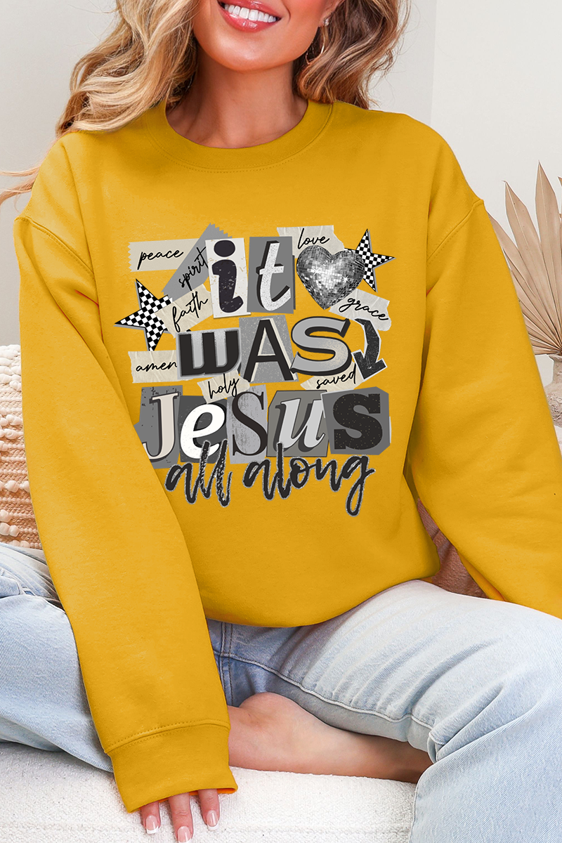 Monochromatic Jesus All Along Ecosmart Crewneck Sweatshirt product image 4