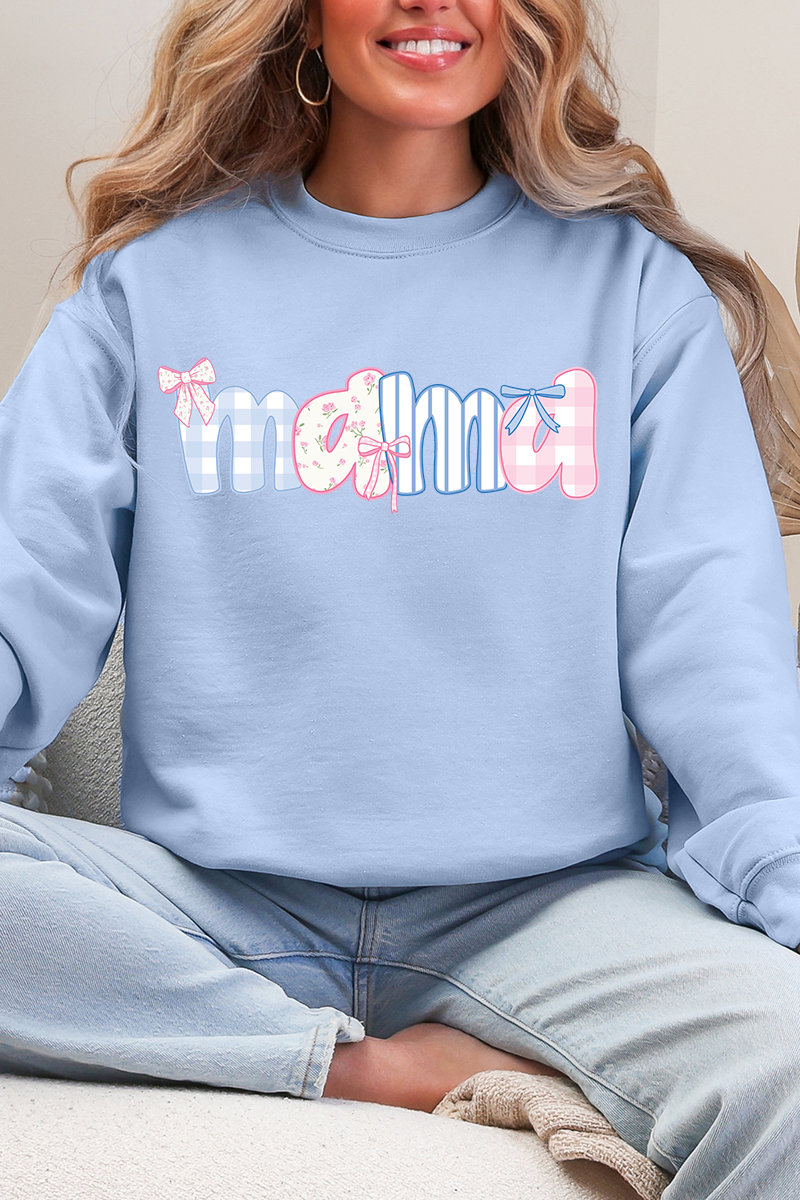Coquette Floral Pink And Blue Mama Ecosmart Crewneck product image 4