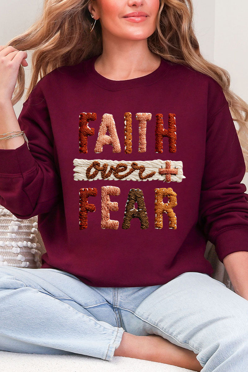Faux Yarn Faith Over Fear Ecosmart Crewneck Sweatshirt product image 6