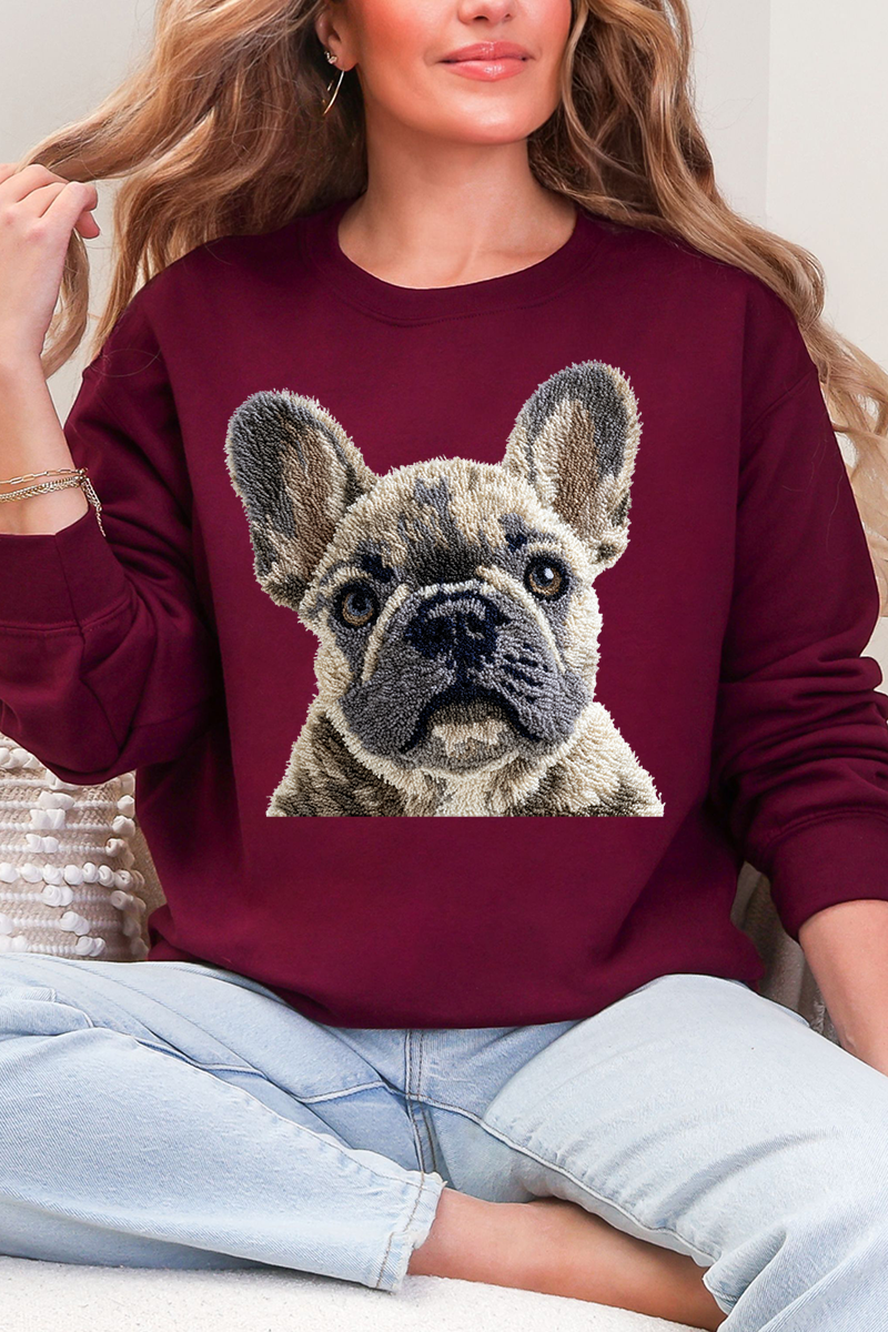 Faux Yarn French Bulldog Ecosmart Crewneck Sweatshirt product image 5
