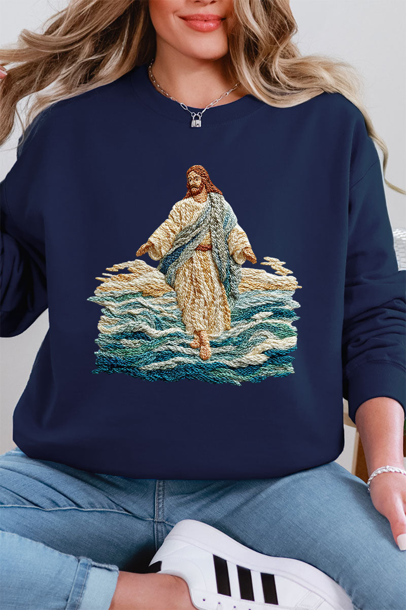 Faux Yarn Walking On Water Ecosmart Crewneck Sweatshirt product image 1