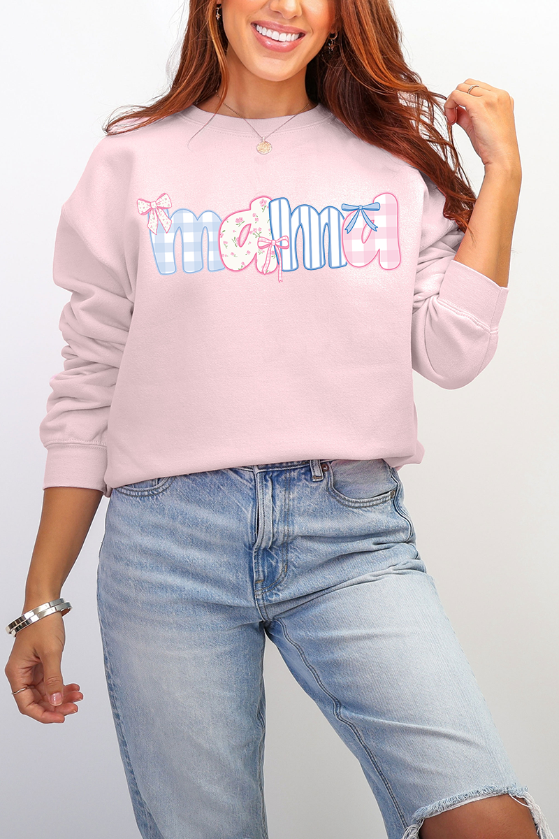 Coquette Floral Pink And Blue Mama Ecosmart Crewneck product image 5