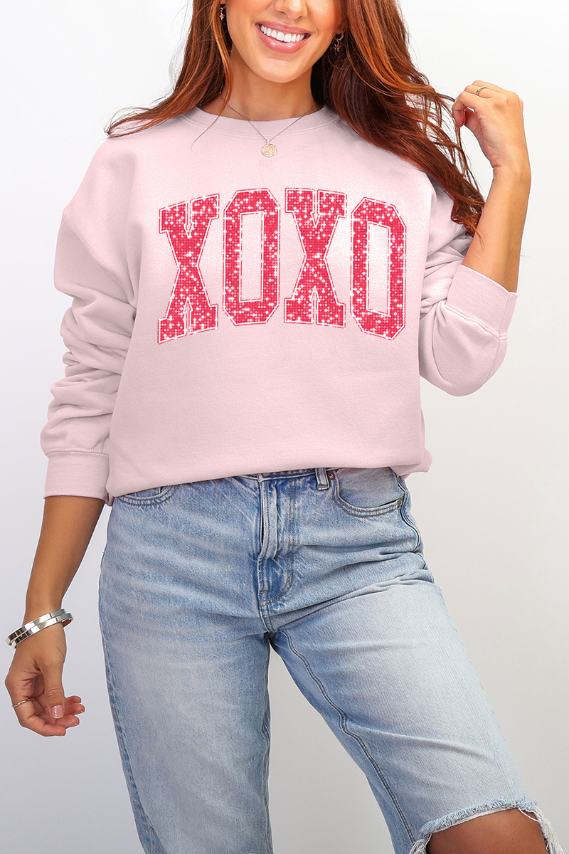 Faux Glitter XOXO Ecosmart Crewneck Sweatshirt product image 4