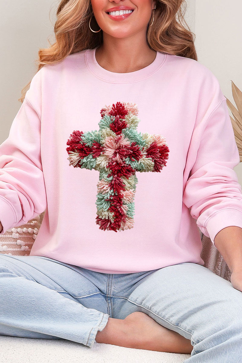Faux Yarn Cross Ecosmart Crewneck Sweatshirt product image 4