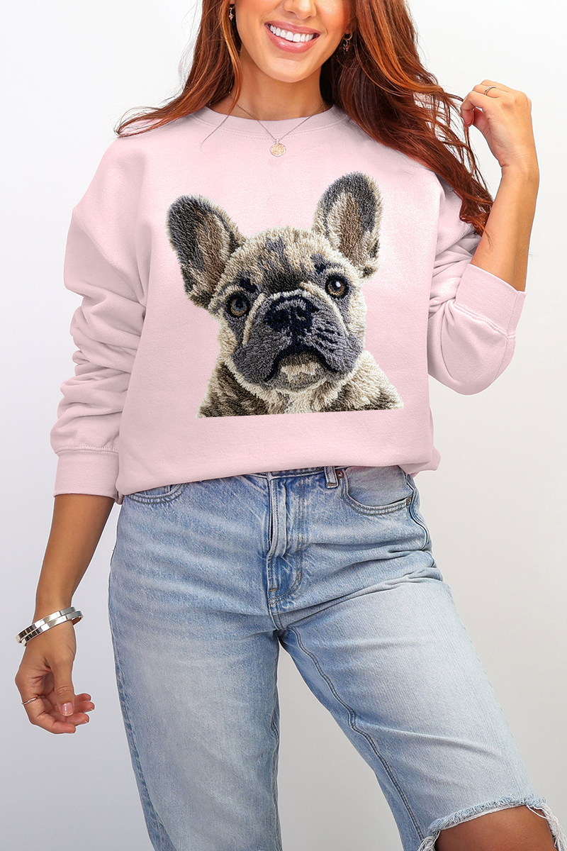 Faux Yarn French Bulldog Ecosmart Crewneck Sweatshirt product image 6
