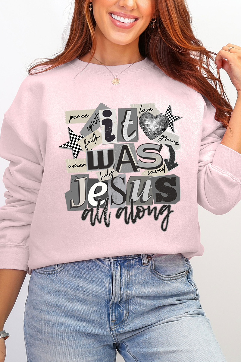 Monochromatic Jesus All Along Ecosmart Crewneck Sweatshirt product image 5