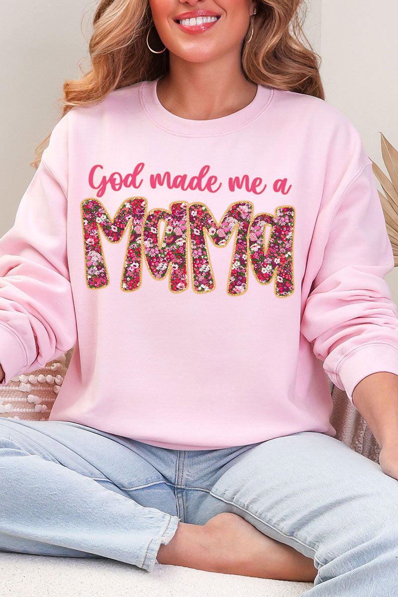 Pink God Made Me A Mama Ecosmart Crewneck Sweatshirt product image 5