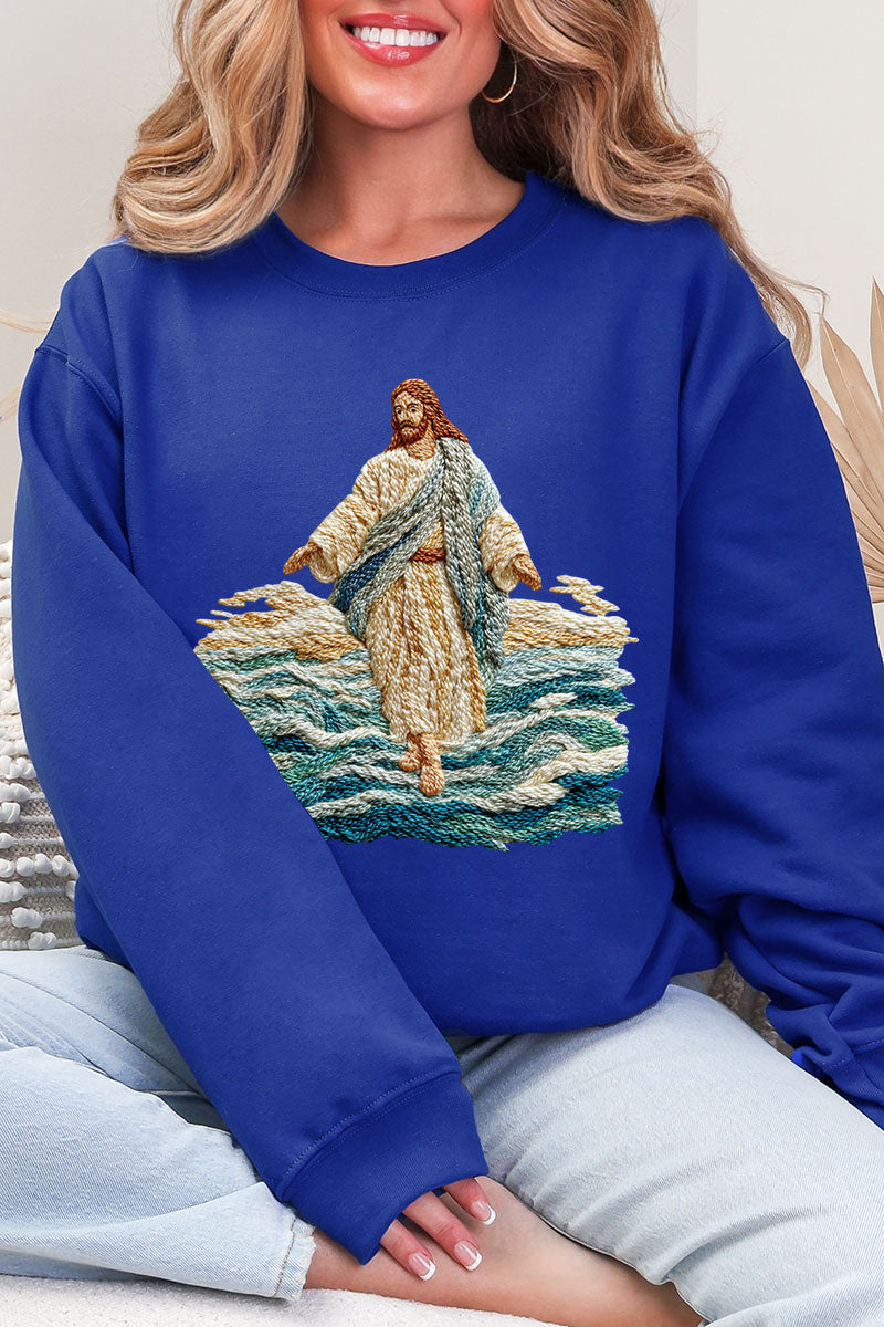 Faux Yarn Walking On Water Ecosmart Crewneck Sweatshirt product image 5