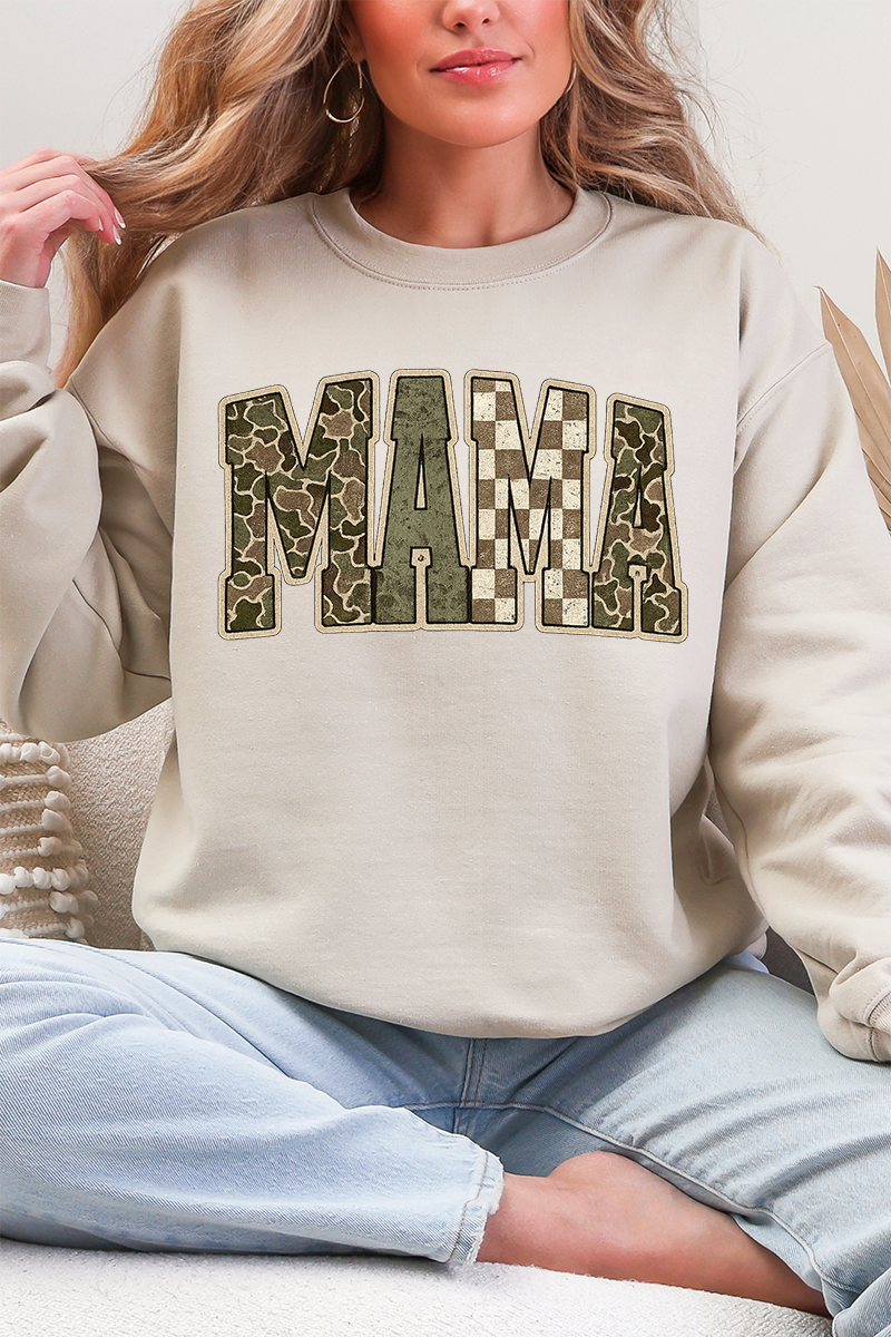 Camo Checkered Mama Ecosmart Crewneck Sweatshirt product image 4