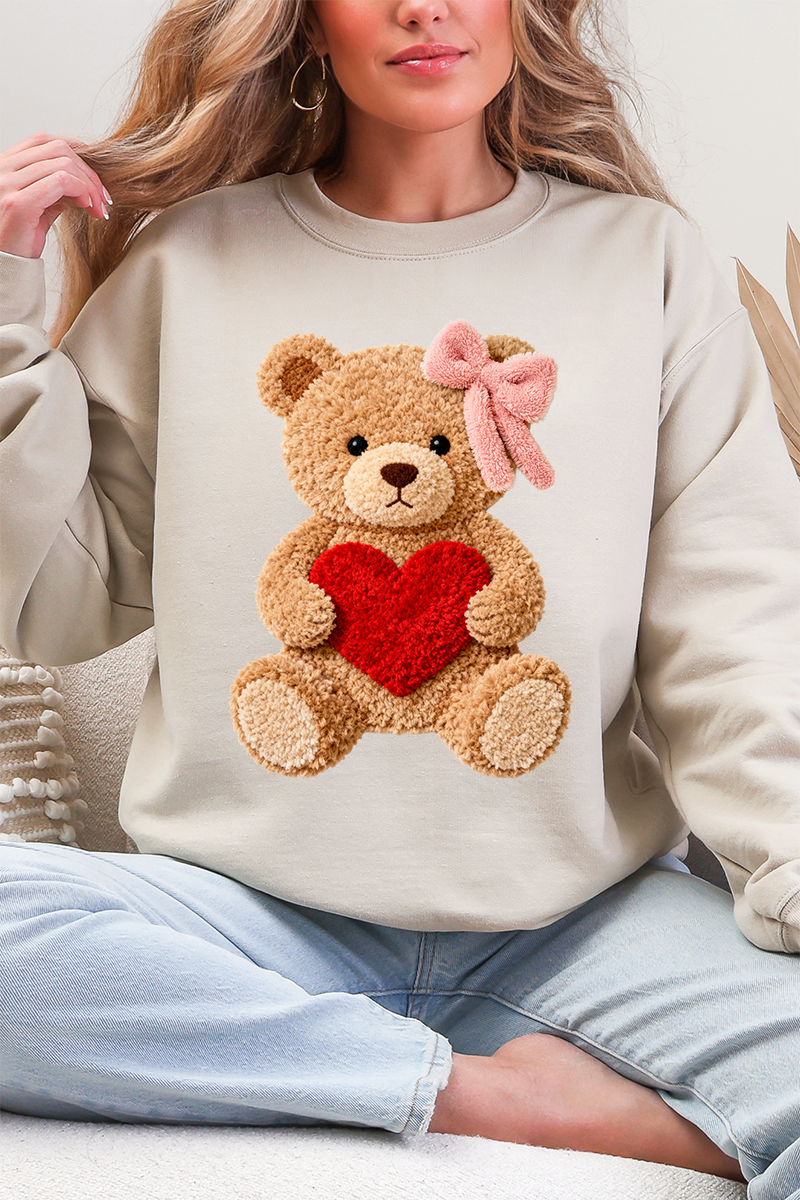 Cozy Heart Cub Faux Yarn Ecosmart Crewneck Sweatshirt product image 1