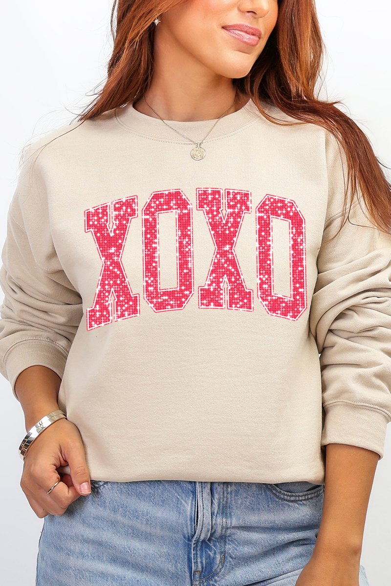 Faux Glitter XOXO Ecosmart Crewneck Sweatshirt product image 5