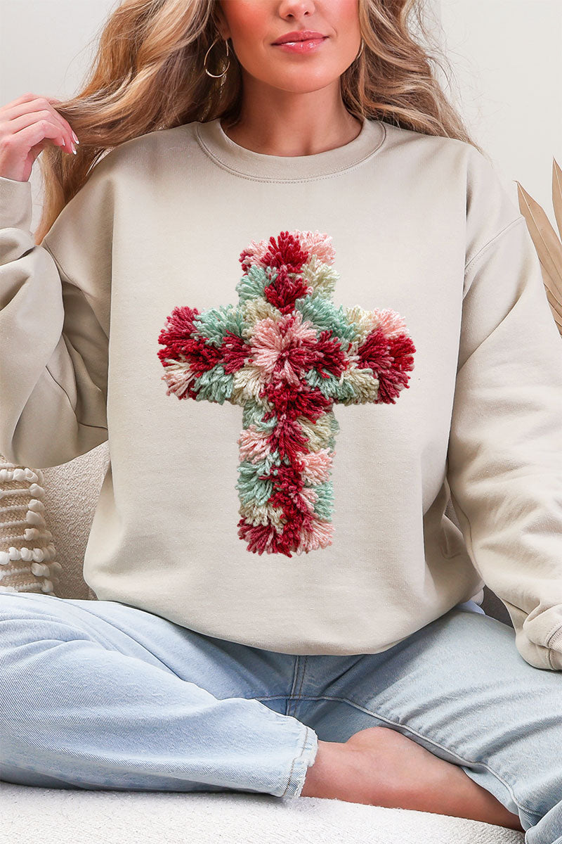 Faux Yarn Cross Ecosmart Crewneck Sweatshirt product image 5