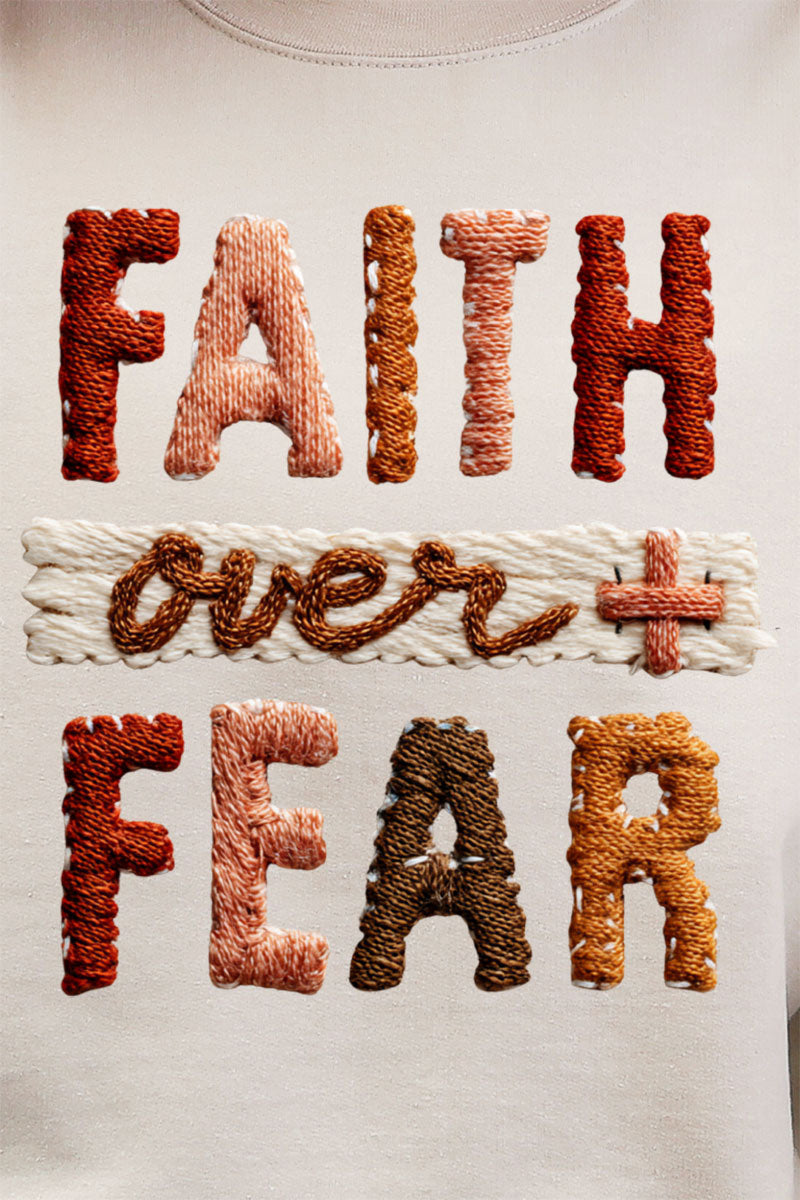 Faux Yarn Faith Over Fear Ecosmart Crewneck Sweatshirt product image 2