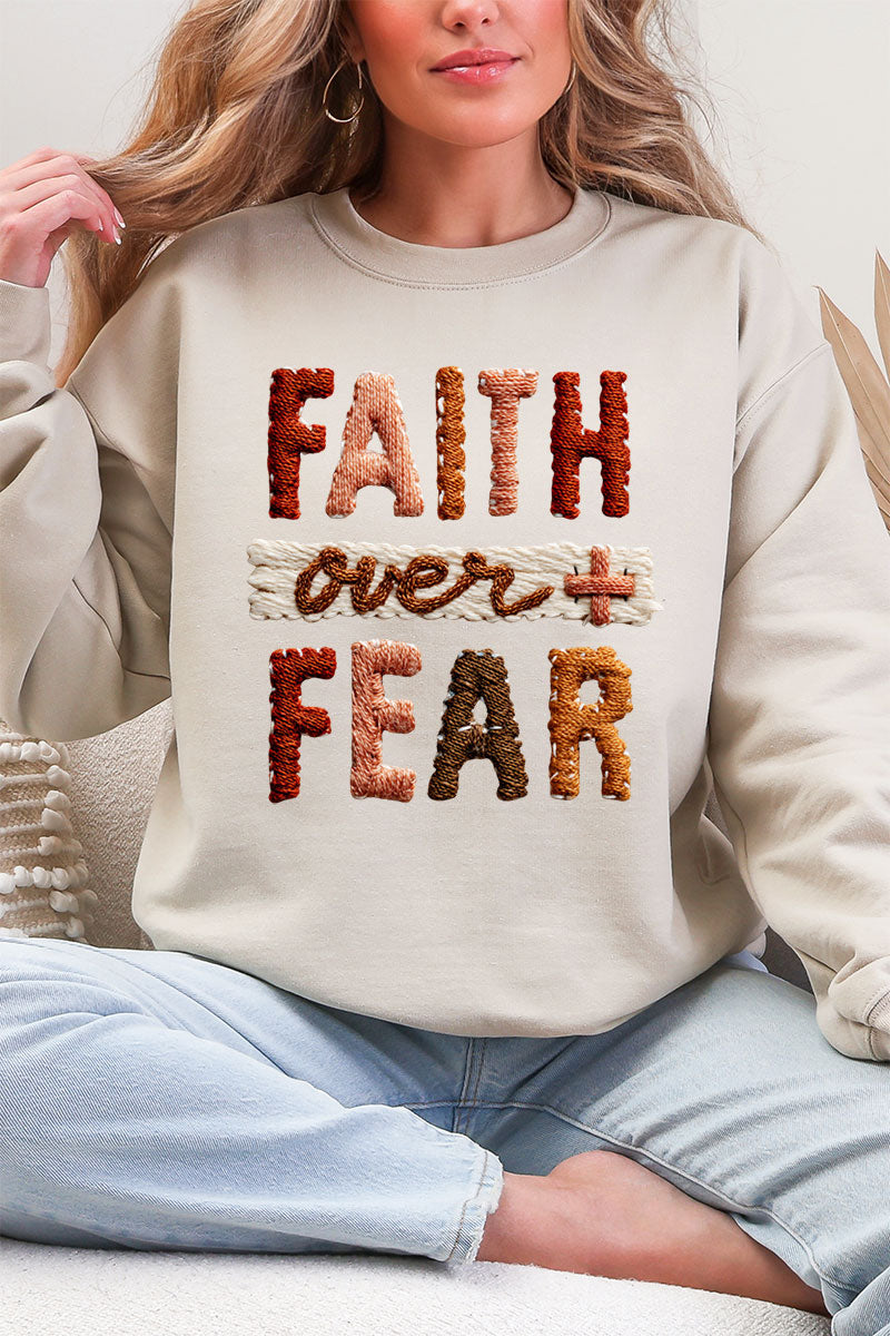 Faux Yarn Faith Over Fear Ecosmart Crewneck Sweatshirt product image 1