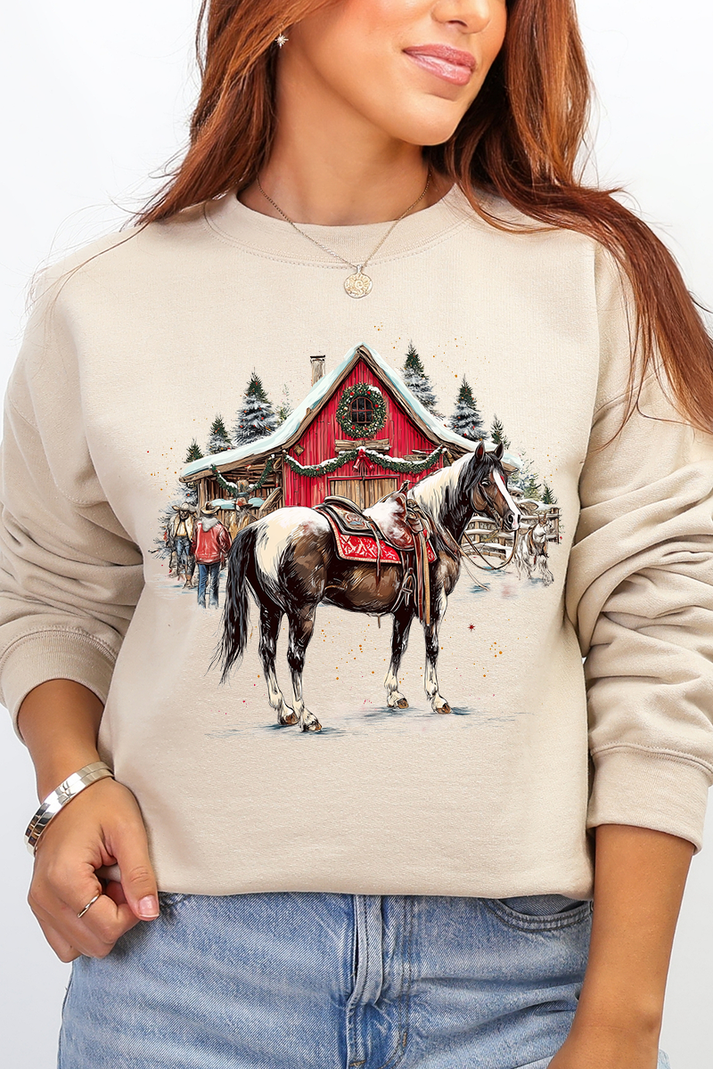 Snowy Stable Christmas Ecosmart Crewneck Sweatshirt product image 5