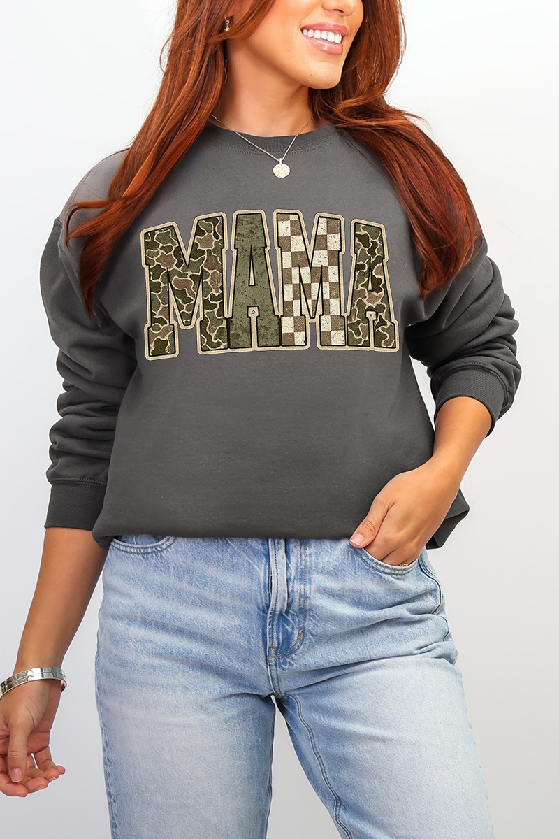 Camo Checkered Mama Ecosmart Crewneck Sweatshirt product image 5