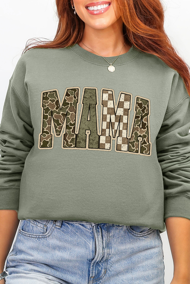 Camo Checkered Mama Ecosmart Crewneck Sweatshirt product image 6