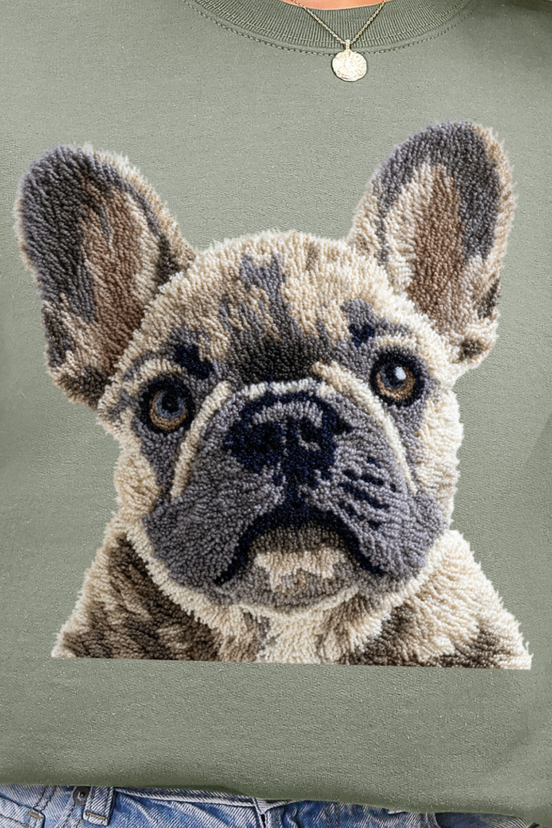 Faux Yarn French Bulldog Ecosmart Crewneck Sweatshirt product image 2