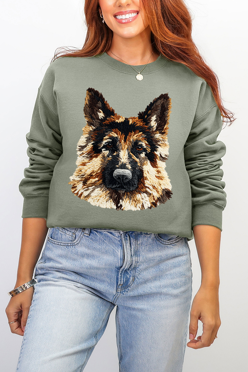 Faux Yarn German Shepherd Ecosmart Crewneck Sweatshirt product image 6