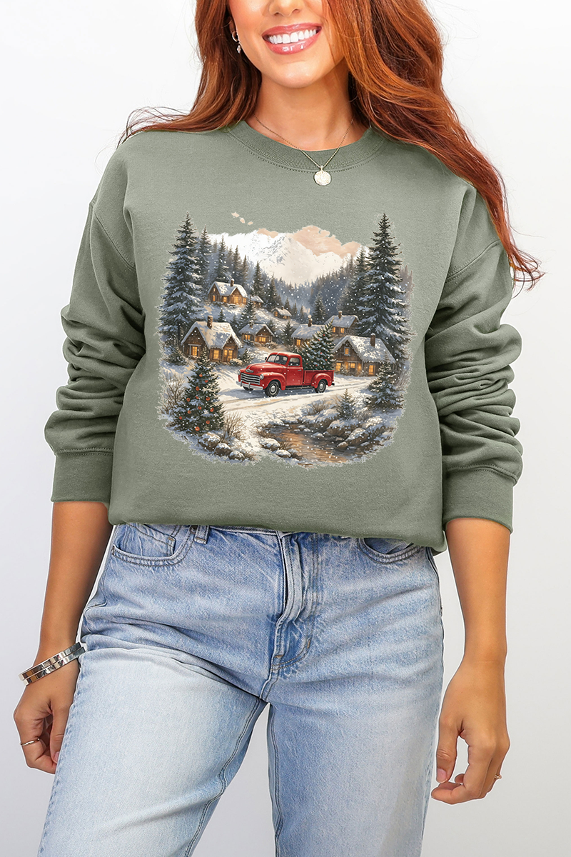 Snowfall On Main Street Ecosmart Crewneck Sweatshirt product image 1