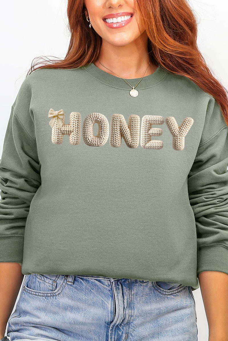 White Faux Knitted Custom Name Ecosmart Crewneck Sweatshirt product image 4