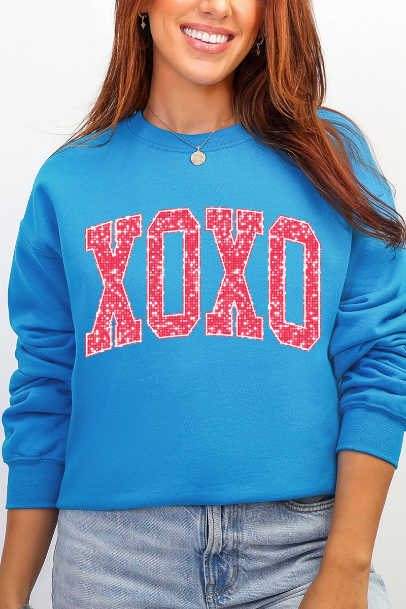 Faux Glitter XOXO Ecosmart Crewneck Sweatshirt product image 6