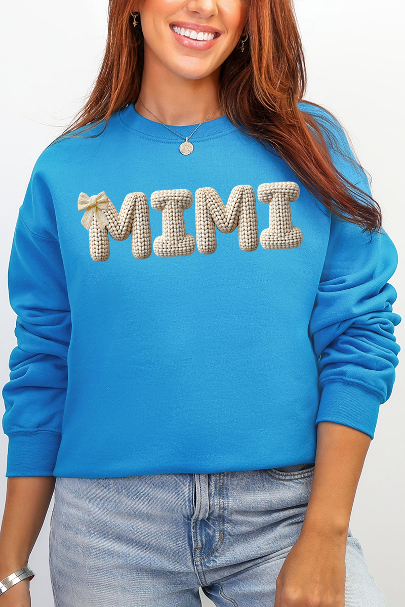 White Faux Knitted Custom Name Ecosmart Crewneck Sweatshirt product image 5