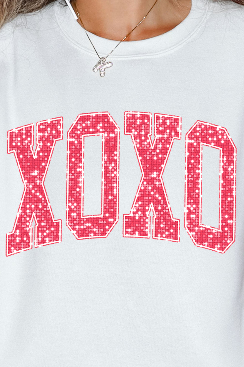 Faux Glitter XOXO Ecosmart Crewneck Sweatshirt product image 2
