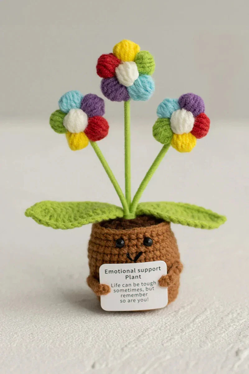 Crochet Emotional Support Flower Pot in Coffee