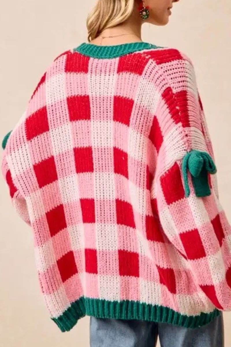 Sweet December Pink Checked Cardigan