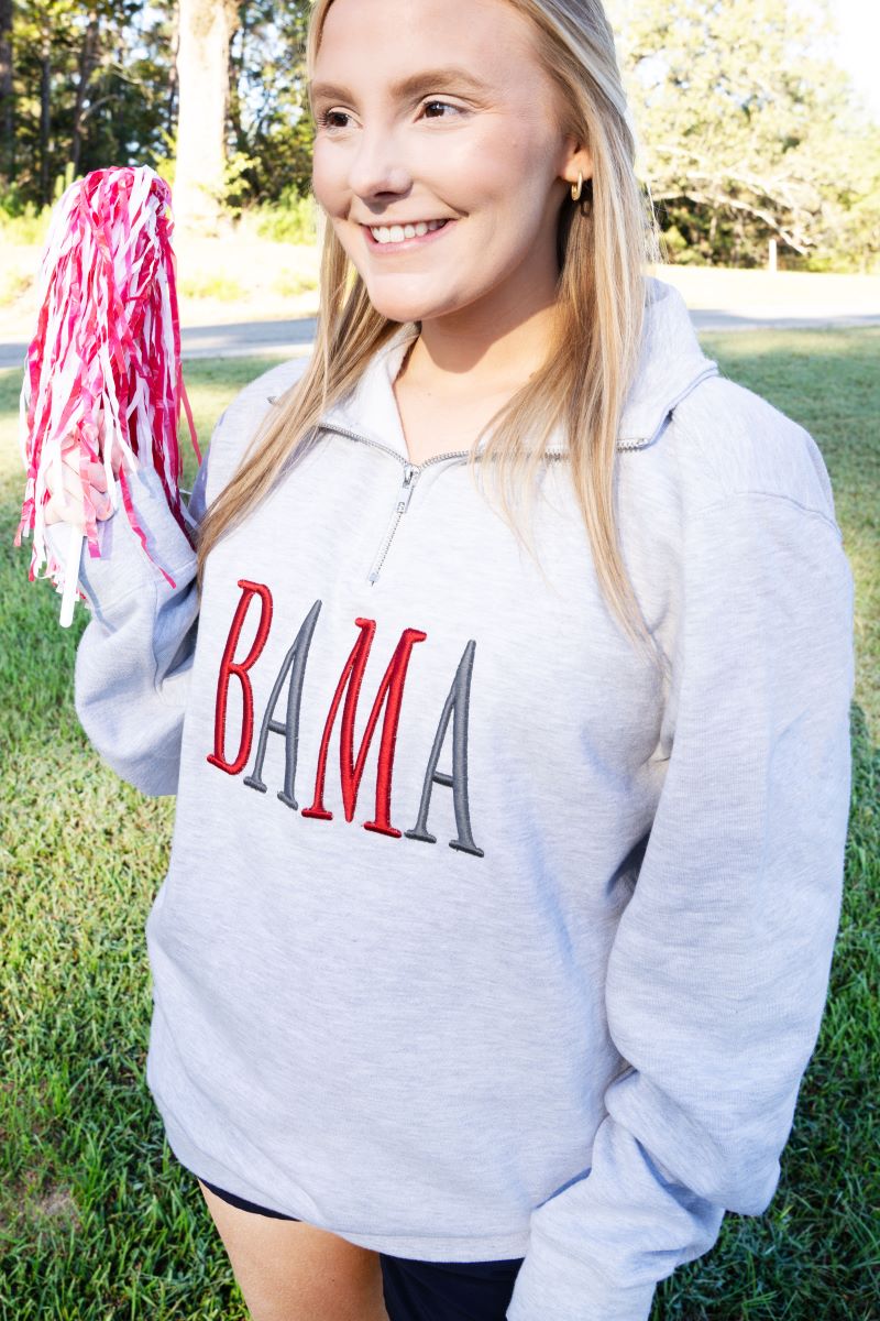 Bama Puff Embroidered Midweight Quarter-Zip Pullover