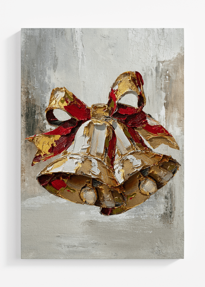 The Painted Rustic Christmas Bells Ready To Frame Canvas Print