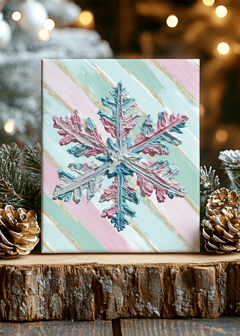 Gilded Stripes The Painted Snowflake Stretched Canvas Print