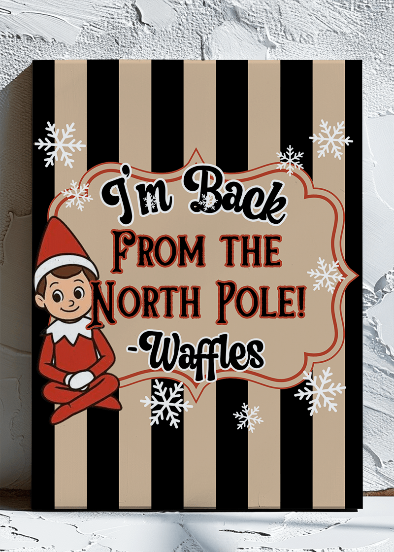 Personalized North Pole Notice Elf Stretched Canvas Print *Customize with Elf Name